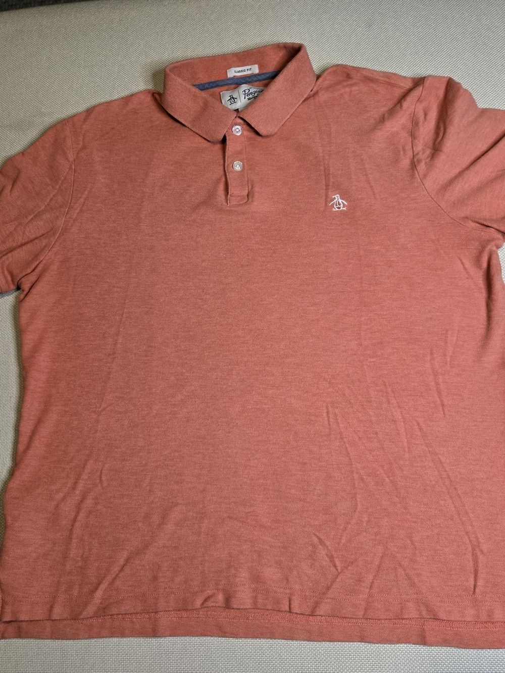Original Penguin Men's Classic Fit Polo Shirt Medium Peach Orange Casual Relaxed